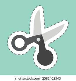Sticker line cut Scissor. related to Kindergarten symbol. design editable