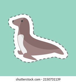 Sticker line cut Sea Dog. suitable for animal symbol. simple design editable. design template vector. simple symbol illustration