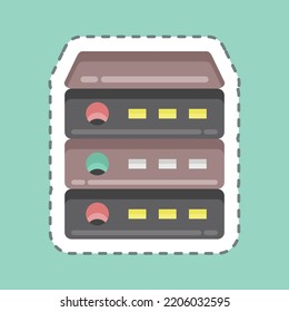 Sticker line cut Server. suitable for Computer Components symbol. simple design editable. design template vector. simple illustration