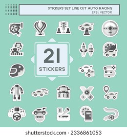 Sticker line cut Set Auto Racing. related to Racing symbol. simple design editable. simple illustration