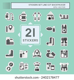 Sticker line cut Set Backpacker. related to Holiday symbol. simple design editable. simple illustration