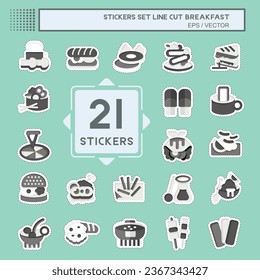 Sticker line cut Set Breakfast. related to Food, Diner symbol. simple design editable. simple illustration