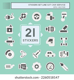Sticker line cut Set Car Service. related to Car Service symbol. repairin. engine. simple illustration