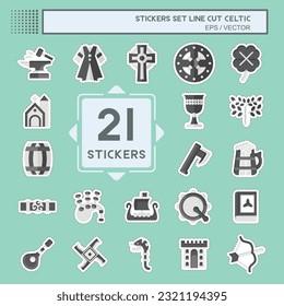 Sticker line cut Set Celtic. related to Celebration symbol. simple design editable. simple illustration