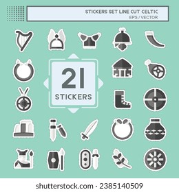 Sticker line cut Set Celtic. related to Mythology symbol. simple design editable. simple illustration