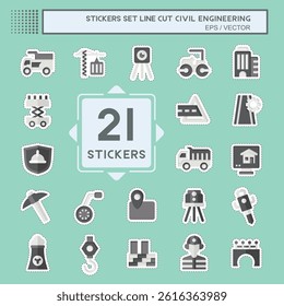 Sticker line cut Set Civil Engineering. related to Education symbol. editable