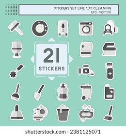 Sticker line cut Set Cleaning. related to Household Appliance symbol. simple design editable. simple illustration