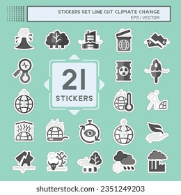 Sticker line cut Set Climate Change. related to Science symbol. simple design editable. simple illustration