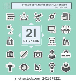 Sticker line cut Set Creative Concept. related to Education symbol. simple design editable. simple illustration