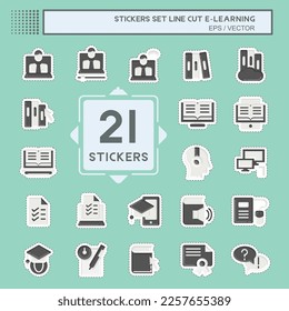 Sticker line cut Set E-Learning. related to Education symbol. simple design editable. simple illustration