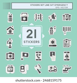 Sticker line cut Set Emergency. related to Warning symbol. simple design illustration