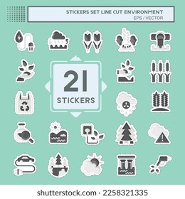 Sticker line cut Set Environment. related to Environment symbol. simple illustration. conservation. earth. clean