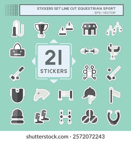 Sticker line cut Set Equestrian Sport. related to Hourse symbol. design editable