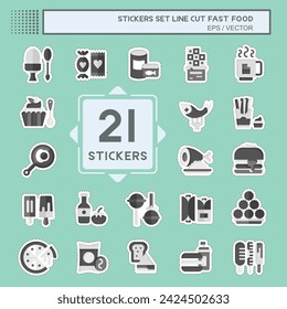 Sticker line cut Set Fast Food. related to Restaurant symbol. simple design editable. simple illustration