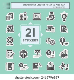 Sticker line cut Set Finance and Tax. related to Business symbol. simple design illustration