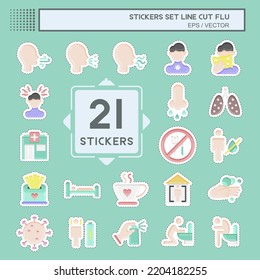 Sticker line cut Set Flu. suitable for education symbol. simple design editable. design template vector. simple illustration