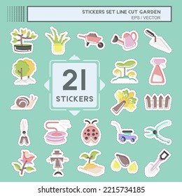 Sticker line cut Set Garden. suitable for Garden symbol. simple design editable. design template vector. simple illustration