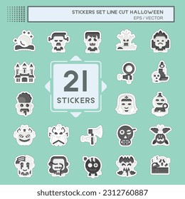 Sticker line cut Set Halloween. related to Celebration symbol. simple design editable. simple illustration