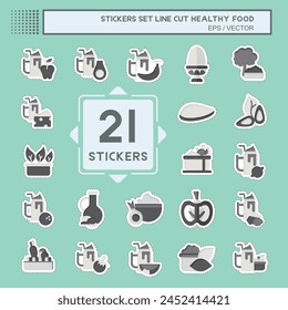 Sticker line cut Set Healthy Food. related to Fruit symbol. simple design illustration