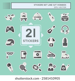 Sticker line cut Set Hobbies. related to Education symbol. design editable