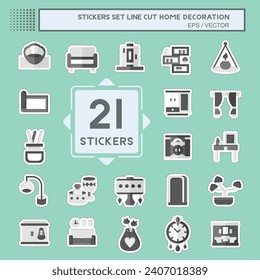 Sticker line cut Set Home Decoration. related to Home Furnishings symbol. simple design editable. simple illustration
