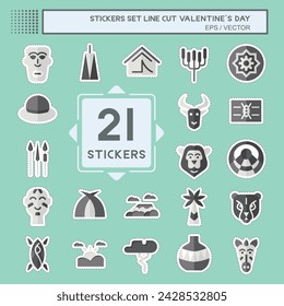 Sticker line cut Set Kenya. related to Education symbol. simple design editable. simple illustration