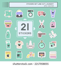 Sticker line cut Set Laundry. related to Laundry symbol. simple design editable. simple illustration, good for prints