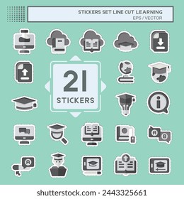 Sticker line cut Set Learning. related to Education symbol. simple design illustration