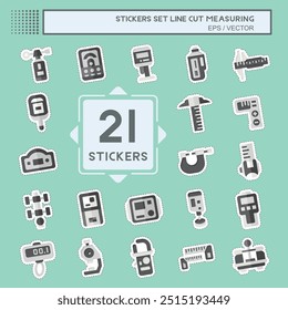 Sticker line cut Set Measuring. related to Education symbol. simple illustration