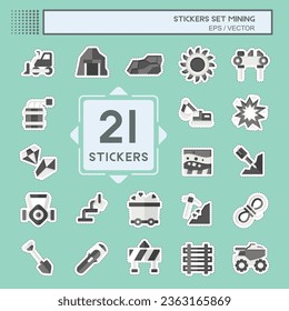 Sticker line cut Set Mining. related to Industry symbol. simple design editable. simple illustration
