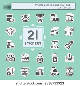 Sticker line cut Set Nuclear. related to Nuclear symbol. simple design editable. simple illustration