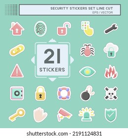 Corte de línea de pegatinas Seguridad de conjunto. adecuado para el símbolo educativo. diseño simple editable. vector de plantilla de diseño. ilustración simple