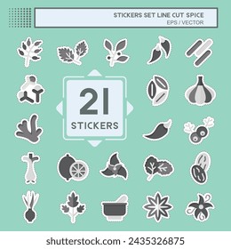 Sticker line cut Set Spice. related to Vegetable symbol. simple design editable. simple illustration