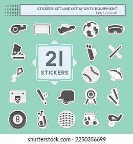 Sticker line cut Set Sports Equipment. related to Sports Equipment symbol. simple design editable. simple illustration
