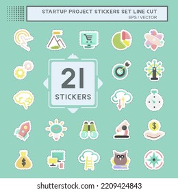 Sticker line cut Set Startup Project. suitable for Startup symbol. simple design editable. design template vector. simple illustration