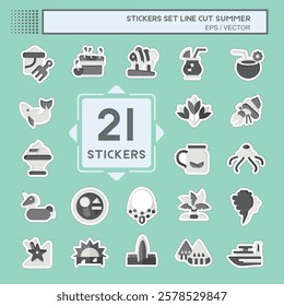 Sticker line cut Set Summer. related to Holiday symbol. design editable