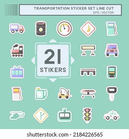 Recorte de línea de pegatinas Set Transportation. adecuado para el símbolo educativo. diseño simple editable. vector de plantilla de diseño. ilustración simple