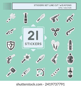 Sticker line cut Set Weapons. related toTools of War symbol. simple design editable. simple illustration