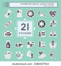 Sticker line cut Set World Cancer. related to Health symbol. simple design editable. simple illustration