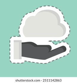 Sticker line cut Share Cloud. related to Network symbol. simple illustration