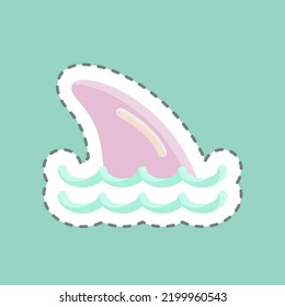 Sticker Line Cut Shark Fins. Suitable For Seafood Symbol. Simple Design Editable. Design Template Vector. Simple Illustration