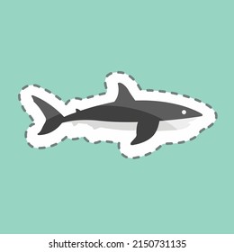 Sticker line cut Shark. suitable for animal symbol. simple design editable. design template vector. simple symbol illustration