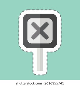 Sticker line cut Sign. related to Exclamation symbol. design editable