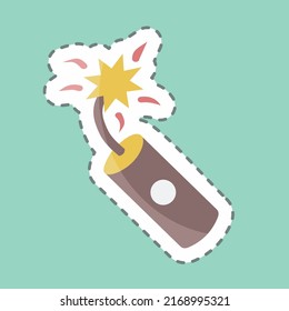 Cortar línea de pegatinas Dinamita única. adecuado para el símbolo Wild West. diseño simple editable. vector de plantilla de diseño. ilustración de símbolo simple