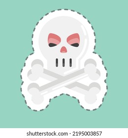 Sticker line cut Skull. suitable for Halloween symbol. simple design editable. design template vector. simple illustration