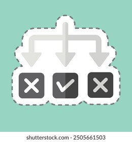Corte de línea de la etiqueta engomada. Resolución relacionada con el símbolo de elección. ilustración simple