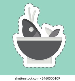Sticker line cut Soup Sea. related to Seafood symbol. simple design illustration