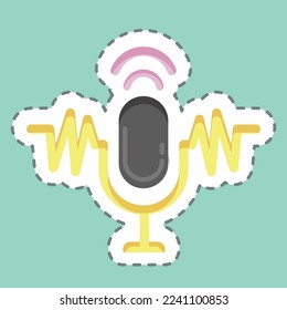 Aufkleber Zeile schneiden Sprache Erkennung. in Bezug auf das Symbol für maschinelles Lernen. einfaches Design bearbeitbar. einfache Abbildung. einfache Vektorsymbole