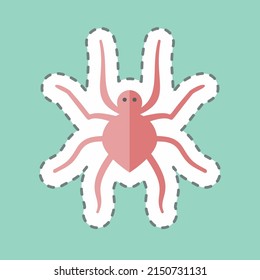 Sticker line cut Spider. suitable for animal symbol. simple design editable. design template vector. simple symbol illustration