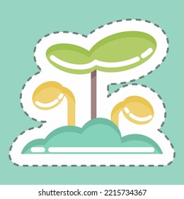 Sticker line cut Sprout. suitable for Garden symbol. simple design editable. design template vector. simple illustration